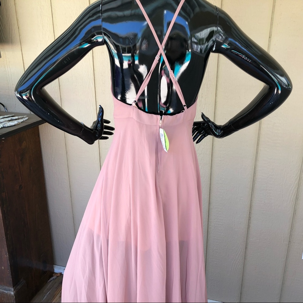 Windsor Taupe Sheer Backless Maxi Dress - Picture 8 of 8